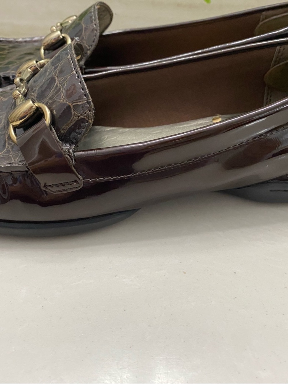 AK‎ Anne Klein Callahan Brown Croc Patent Horsebit Loafers iflex Size 7.5 - Picture 7 of 12